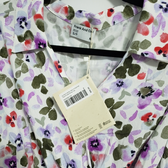 FRANK & OAK Floral Printed Wrap Top Blouse - Picture 11 of 13